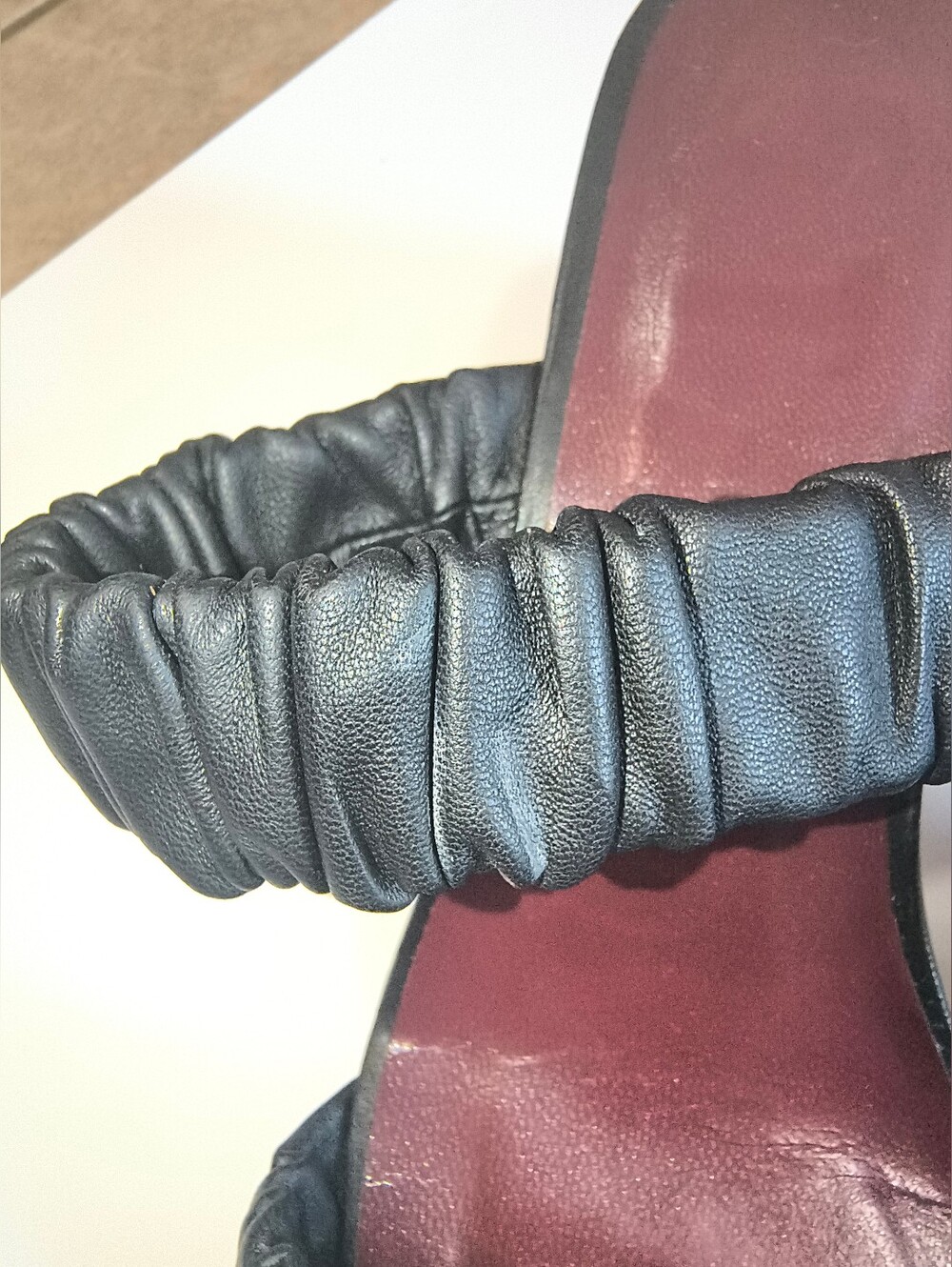 STAUD Frankie Black Ruched Leather High Block Heel Mules | Size 7 - Picture 3 of 8